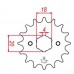 Žvaigždutė priekinė HONDA CB, CM, CG, XL; DAELIM VC, VL, VS, VJ, VT; DERBI Senda 125/150/200 - tipas 428, 17 dantų